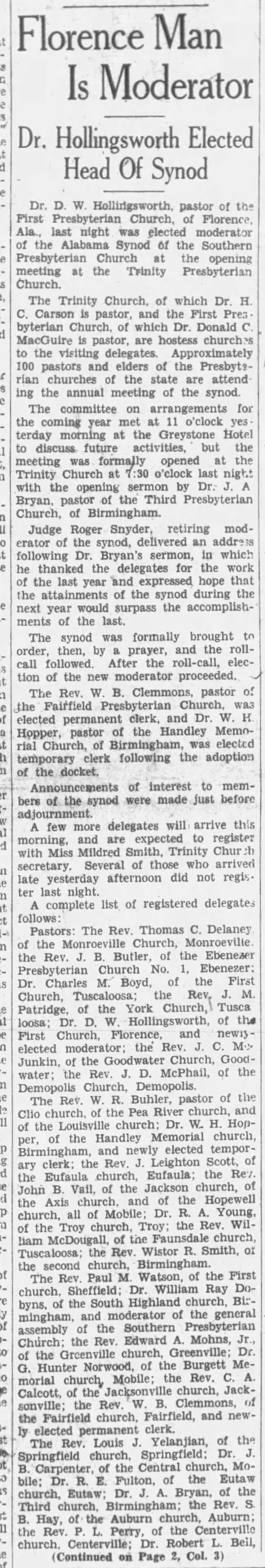 Florence Man Elected Moderator